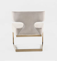 True Modern Off-White Velvet & Brass Dining Chair