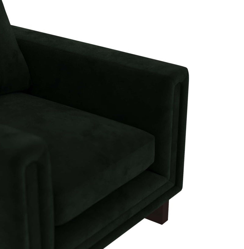 Lovell Forest Green Velvet & Dark Walnut Accent Chair