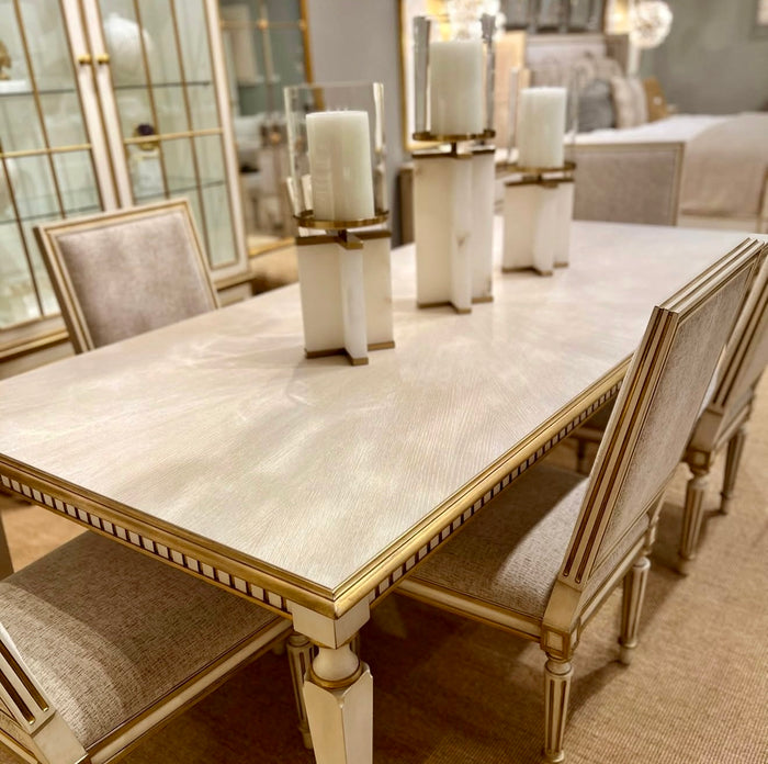Alleda White Washed Oak & Gold Dining Chair
