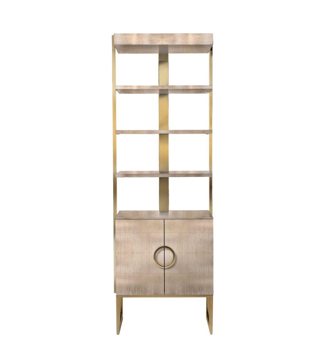 Kyle Champagne & Satin Brass Shelving Unit