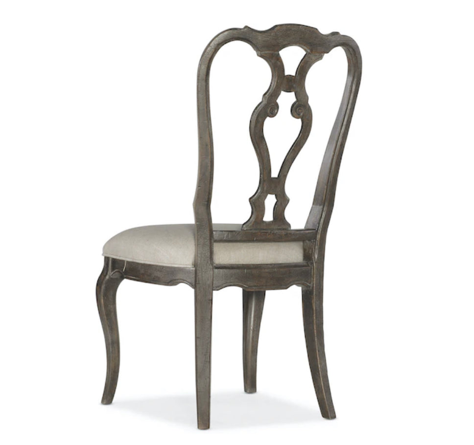 Vintage Chic Wood Back & Upholstered Chair (Set of 2)