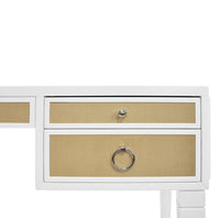 Bailah 56.5”Grasscloth Drawer White & Silver Desk