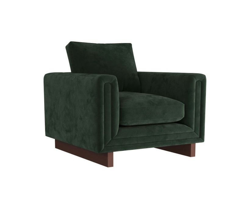 Lovell Forest Green Velvet & Dark Walnut Accent Chair