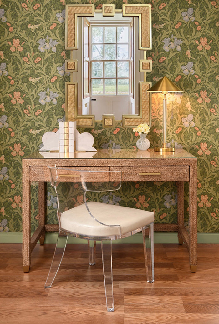 Angelica Glass Top Rope Desk With Gold Accents