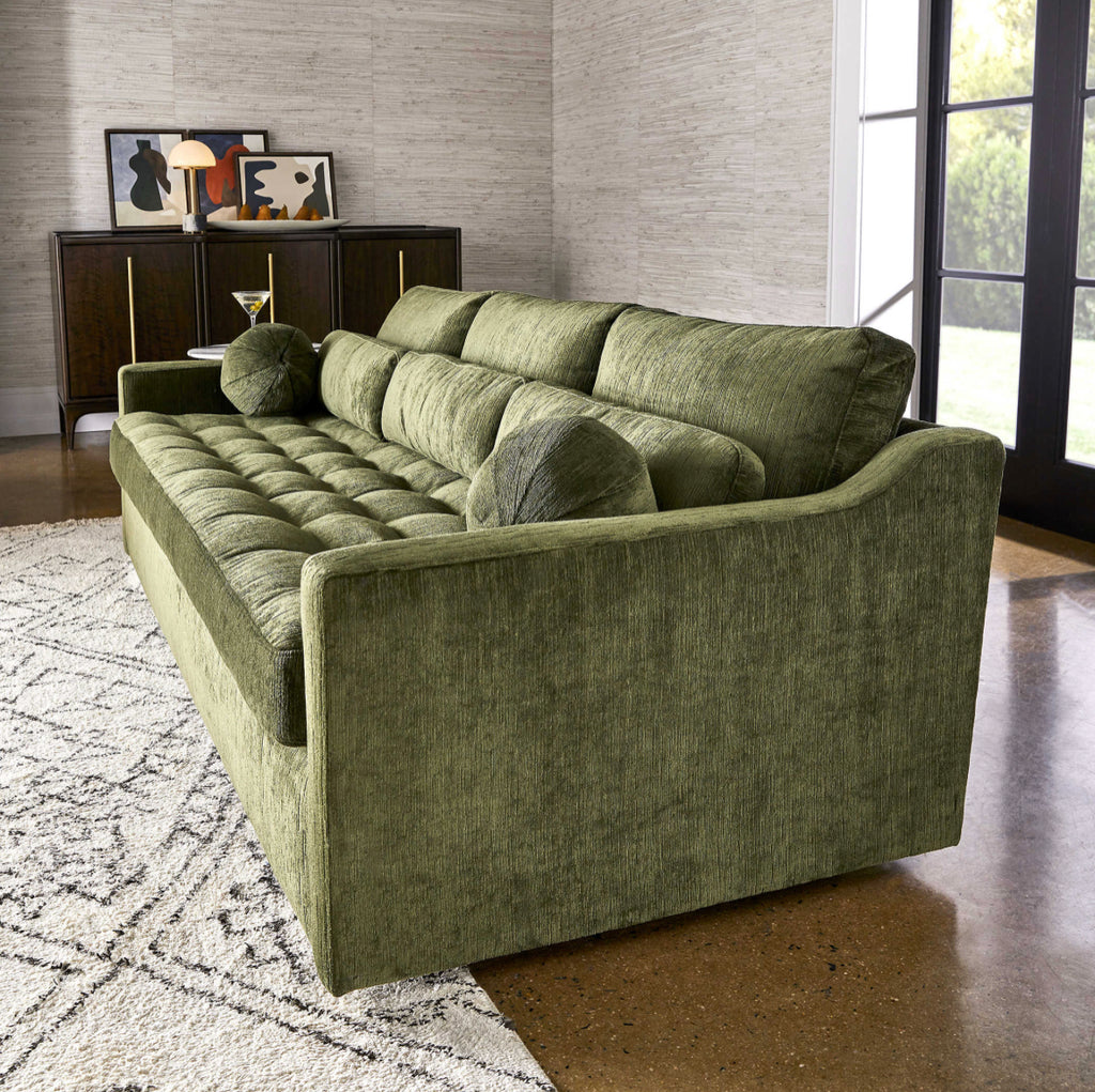 Luxxe Olive Green Velvet Sofa