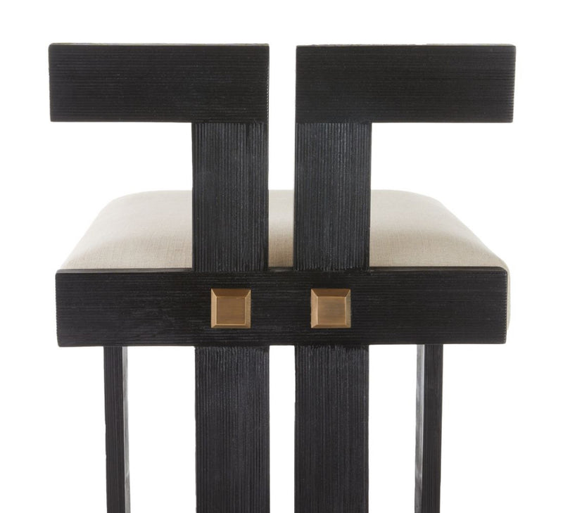 Enola Natural Linen &  Black Wood Bar Stool