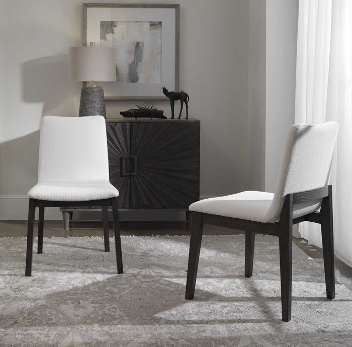 Deser White Fabric Chair (Set of 2)
