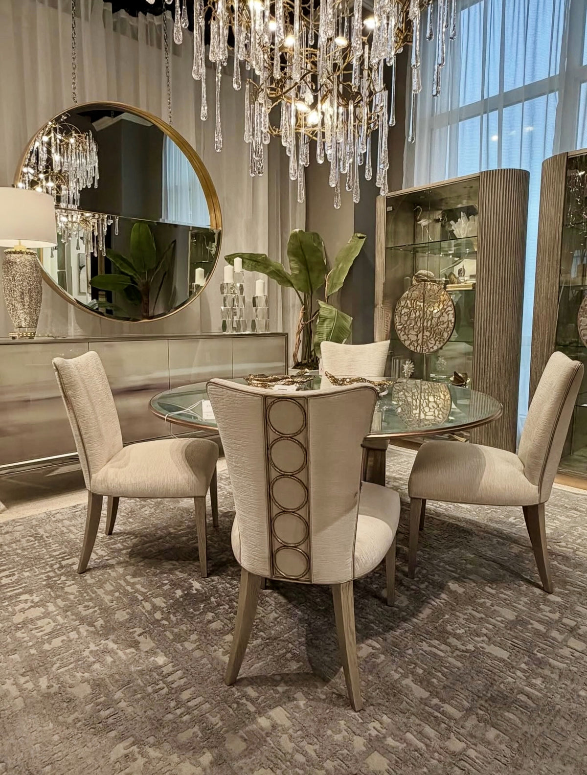 Alldonna 60.25”Contemporary Gold Round Dining Table