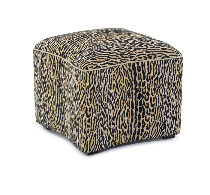 Helena Curved Leopard Print Fabric Ottoman - Luxury Living Collection