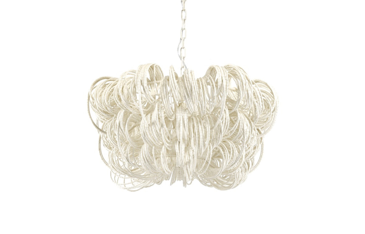 Monroe Wood Beaded Off-White Chandelier