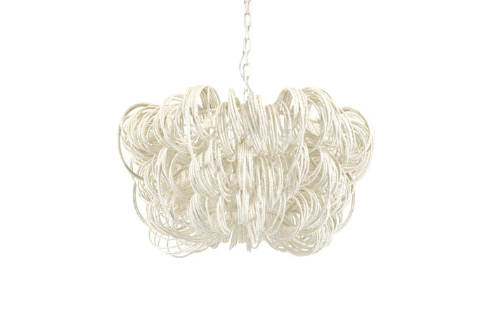 Monroe Wood Beaded Off-White Chandelier