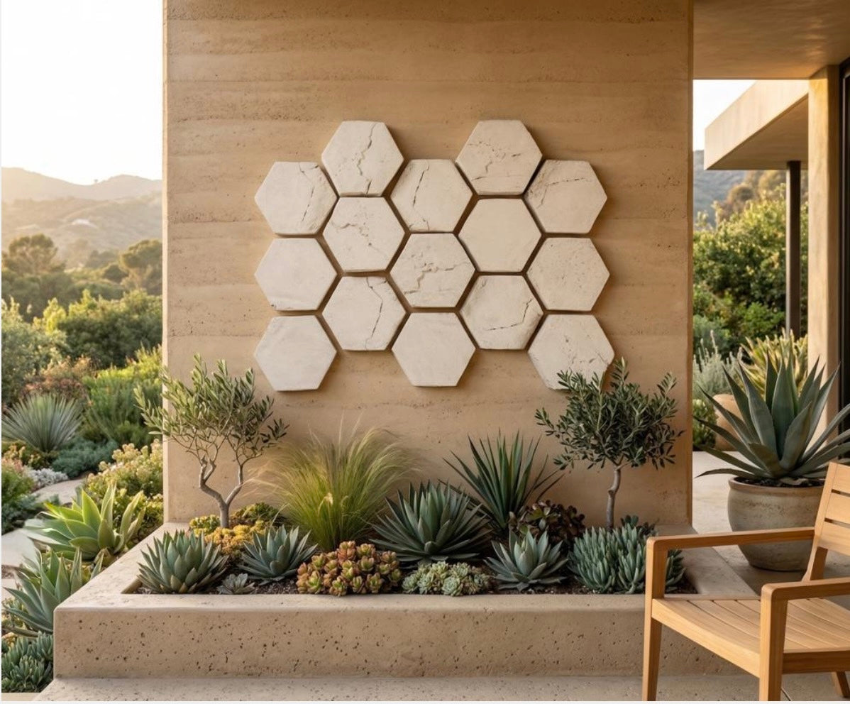 Rue Off-White Indoor/Outdoor Roman Stone Wall Tiles (Set of 3)