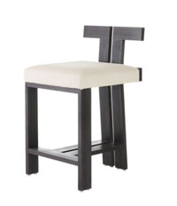 Enola Natural Linen &  Black Wood Counter Stool