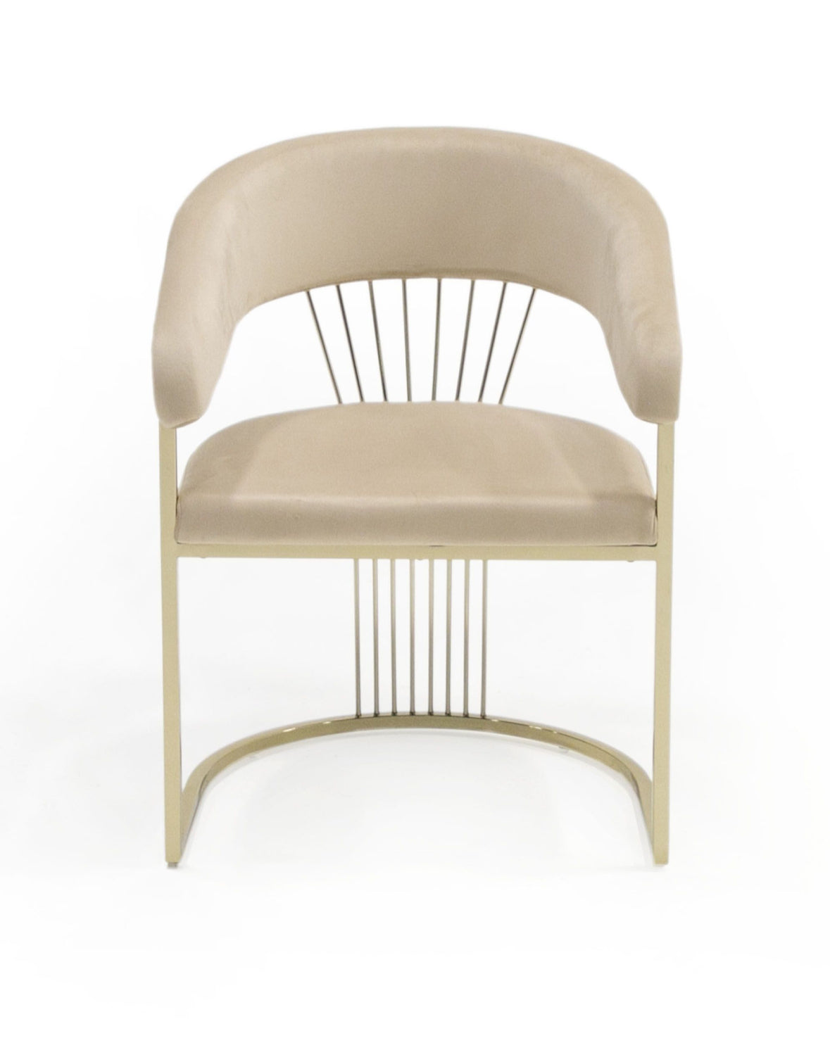 Adelpha Beige Velvet with Polished Gold Dining Chair (Small) - Luxury Living Collection