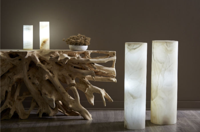 White Onyx Lamp Pedestal Cylindrical (3 Sizes Available)