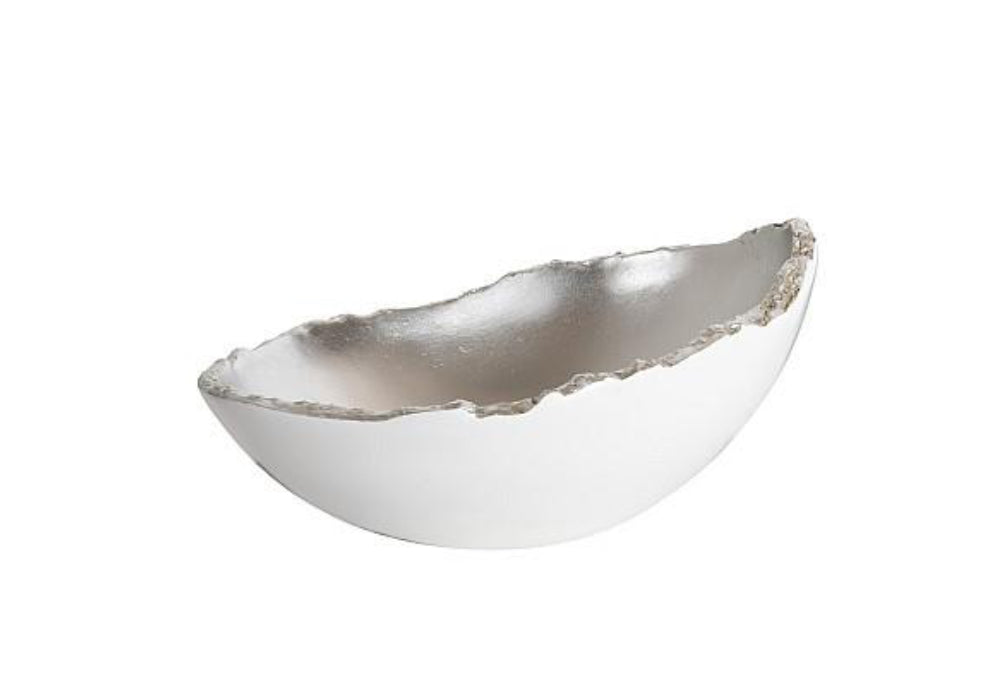 Egg White and Silver Leaf Decorative Bowl