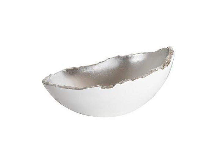 Egg White and Silver Leaf Decorative Bowl
