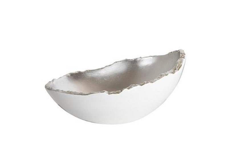 Egg White and Silver Leaf Decorative Bowl