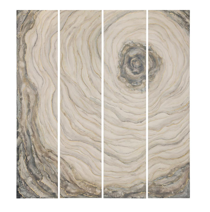 Radiant Grey Agate & Gold Wall Art Panels (Set of 4)