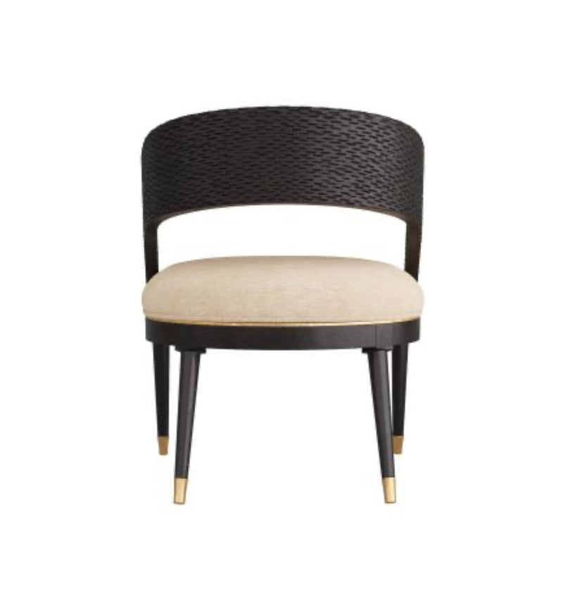 Swanson Natural Linen Black & Gold Dining Chair