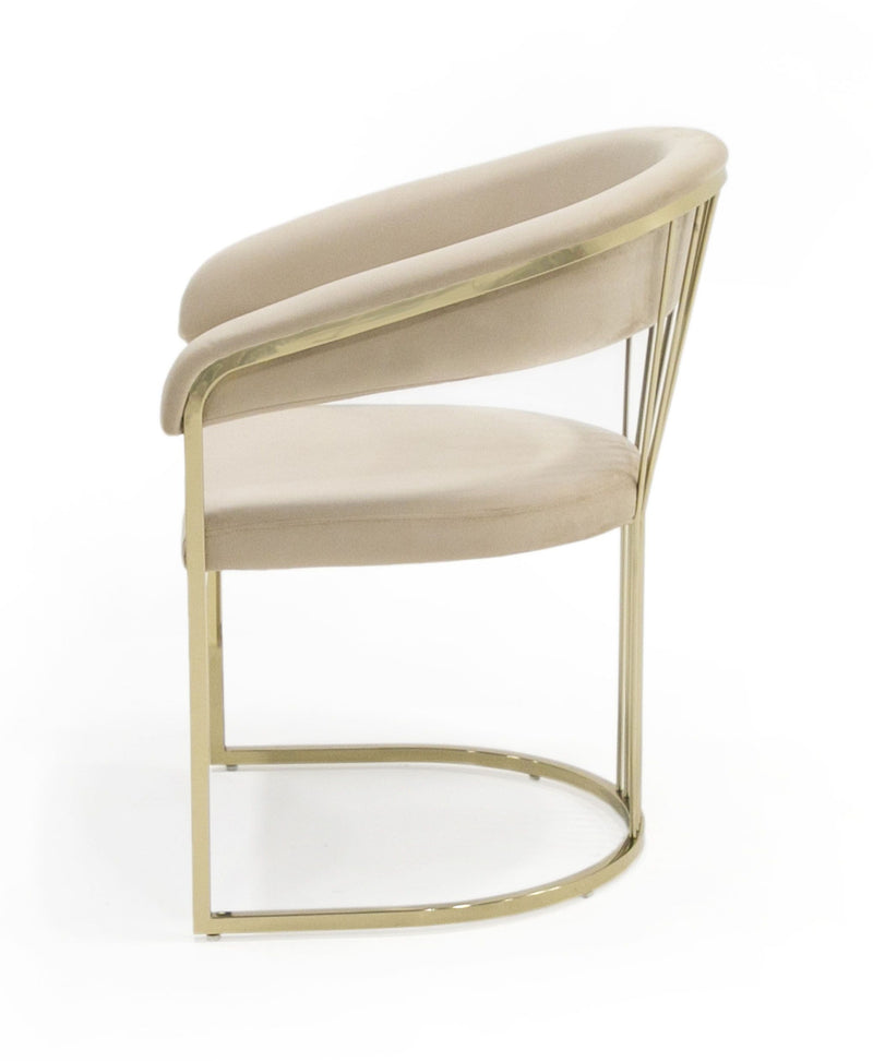 Adelpha Beige Velvet with Polished Gold Dining Chair (Small) - Luxury Living Collection