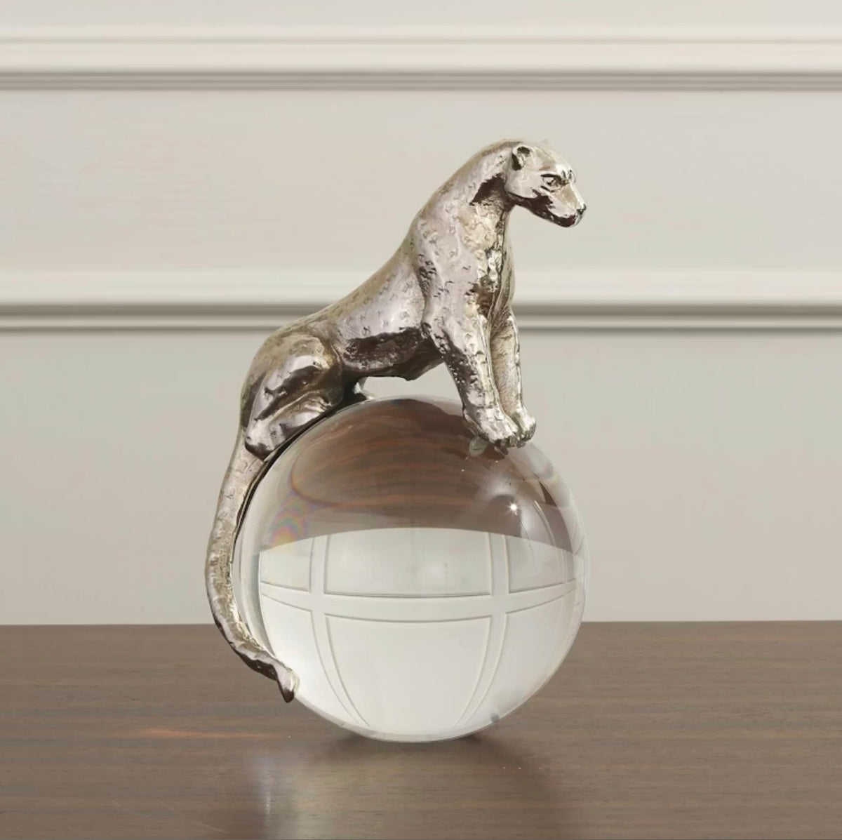 Jaguar on Crystal Plinth Sculpture