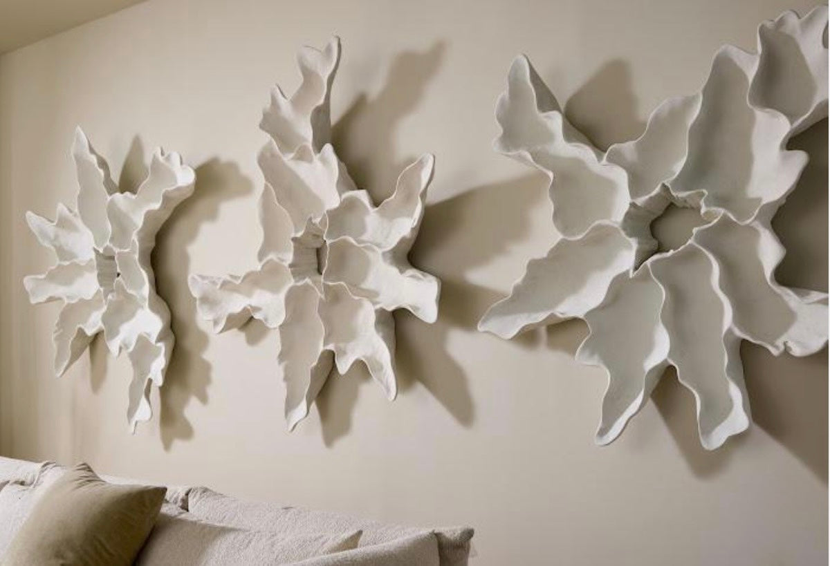 White Cast Carved Root Wall Art