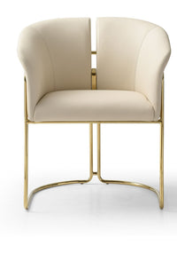 Corita Beige Vegan Leather + Champagne Gold Dining Chair