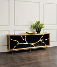 Mayan Black & Gold Cabinet - Luxury Living Collection