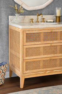 Sariah 36.5" Cerused Oak & Marble Bath Vanity