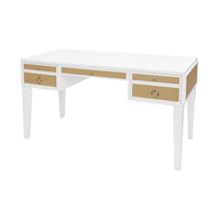 Bailah 56.5”Grasscloth Drawer White & Silver Desk