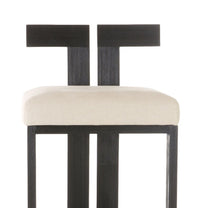 Enola Natural Linen &  Black Wood Bar Stool