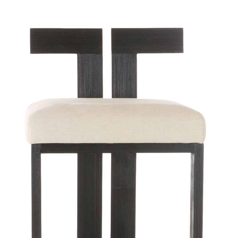 Enola Natural Linen &  Black Wood Bar Stool