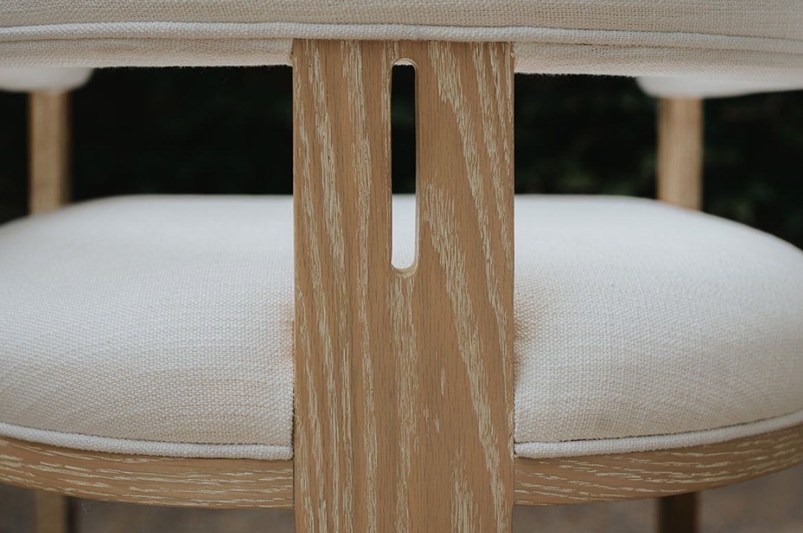 Ezra Cerused Oak & White Linen Chair