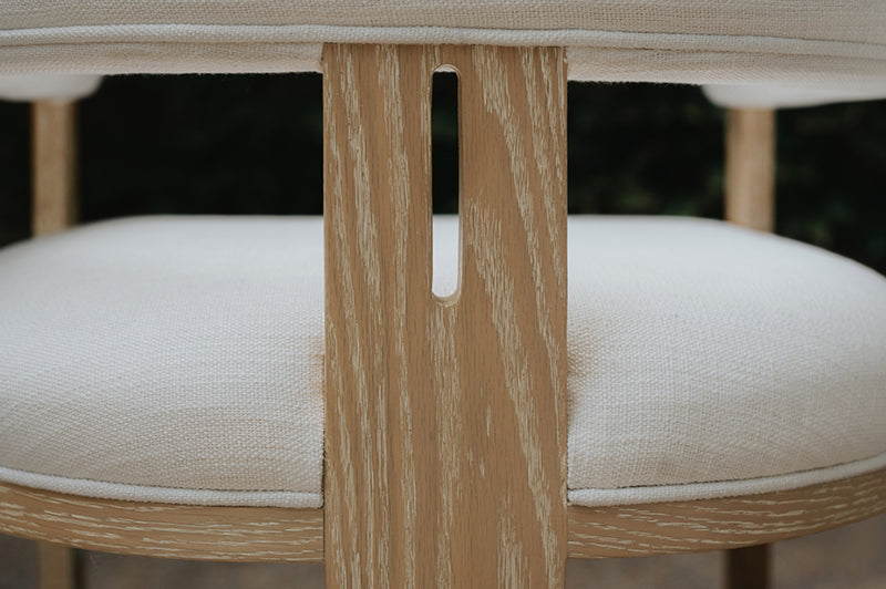 Ezra Cerused Oak & White Linen Chair