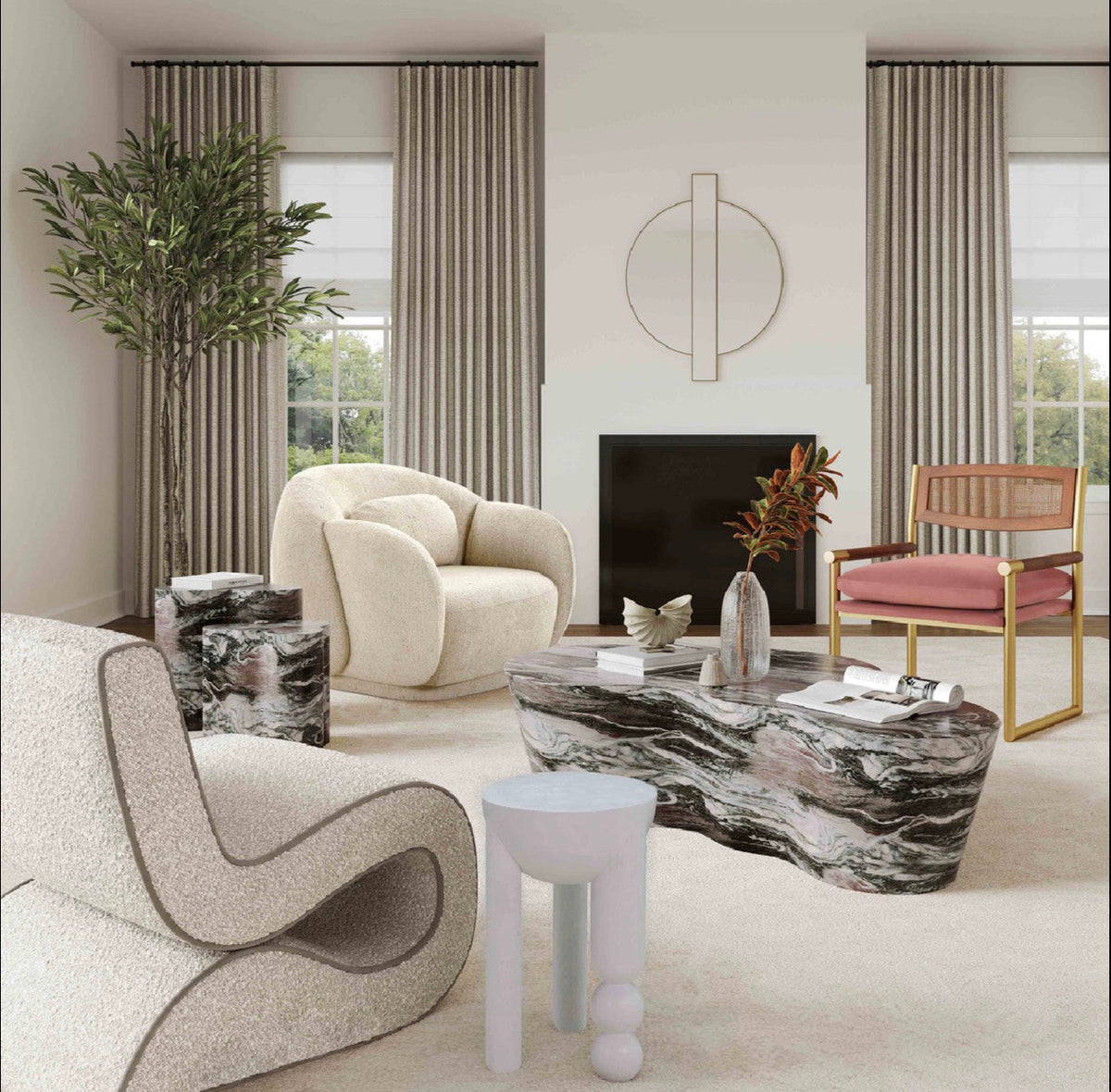 Covet Cream Performance Boucle Accent Chair