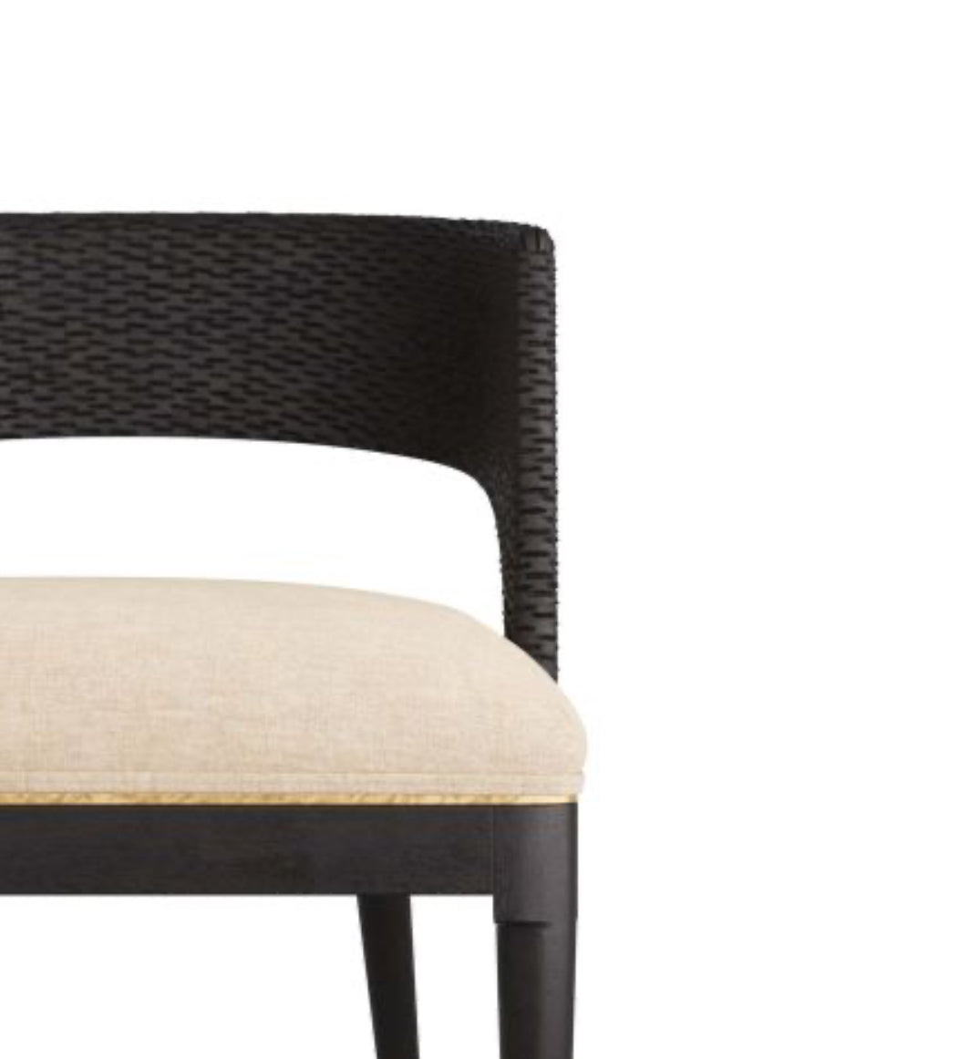 Swanson Natural Linen Black & Gold Dining Chair