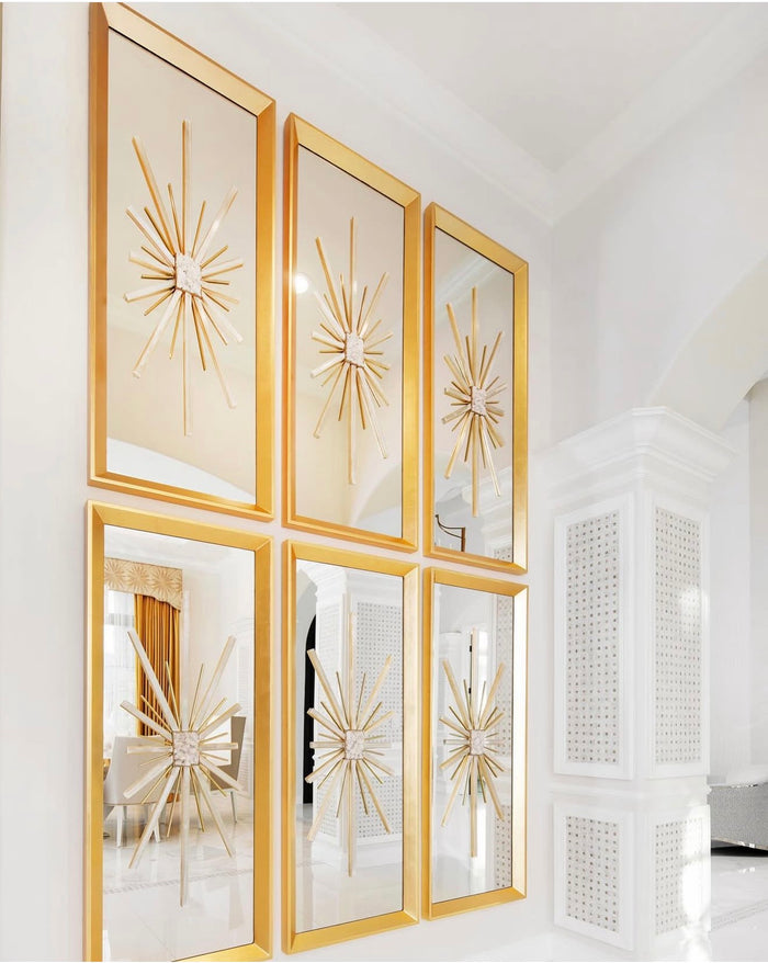 Thora Star Diamond Gold, Selenite & Quartz Mirrors (Set of 2)