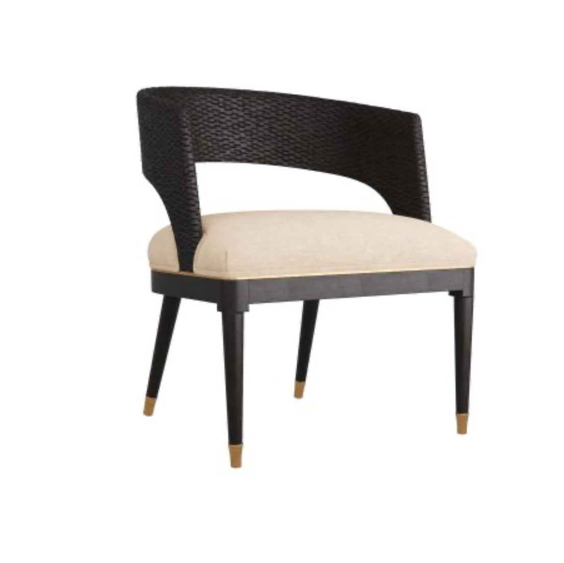 Swanson Natural Linen Black & Gold Dining Chair