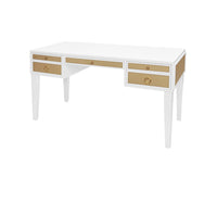Bailah 56.5”Grasscloth Drawer White & Brass Desk
