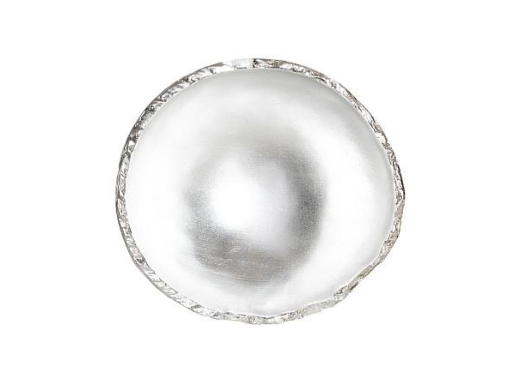 Egg White and Silver Leaf Decorative Bowl