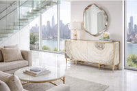 Radiant 90” Grey Agate & Gold Sideboard