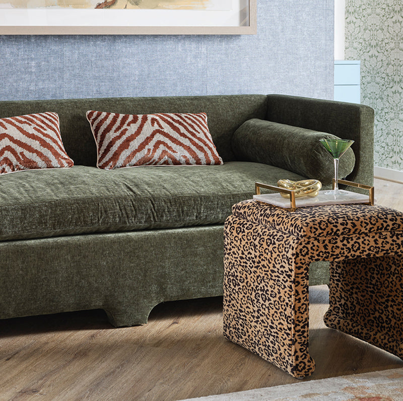 Malia Classic/Modern Cheetah Print Custom Upholstered Ottoman