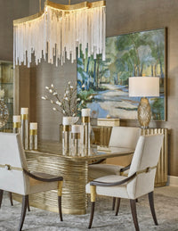 Tulsa 96" Valyrian Gold & Glass Top Dining Table