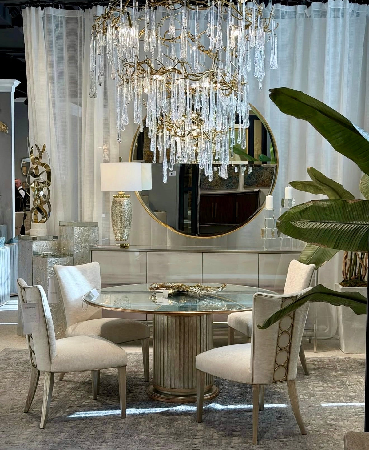 Alldonna 60.25”Contemporary Gold Round Dining Table