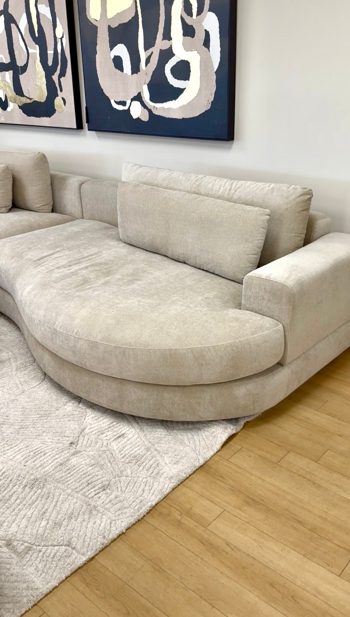 Baela 145" Cream Curved Sofa