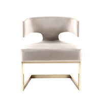 True Modern Off-White Velvet & Brass Dining Chair