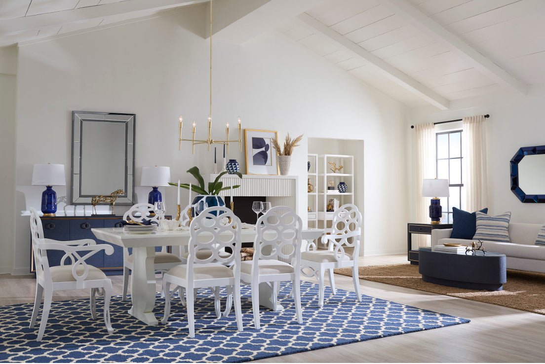 Brett 76" White Pearl Dining Table (97" with Leaf)