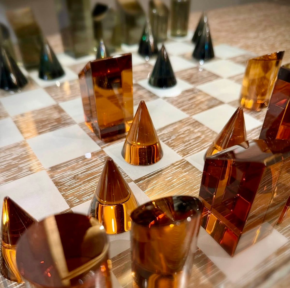 Black & Amber Chess Board