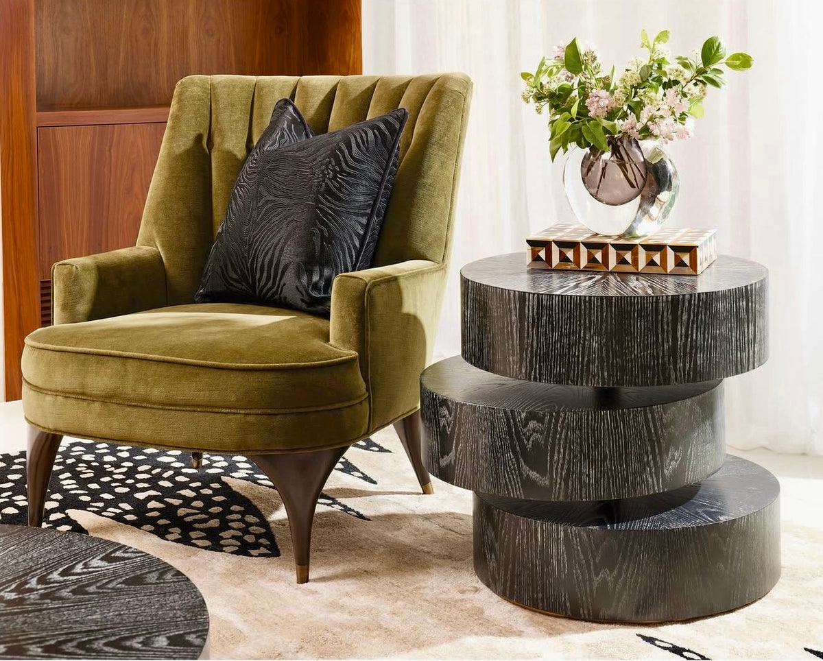 Channel Moss Green Velvet Accent  Chair